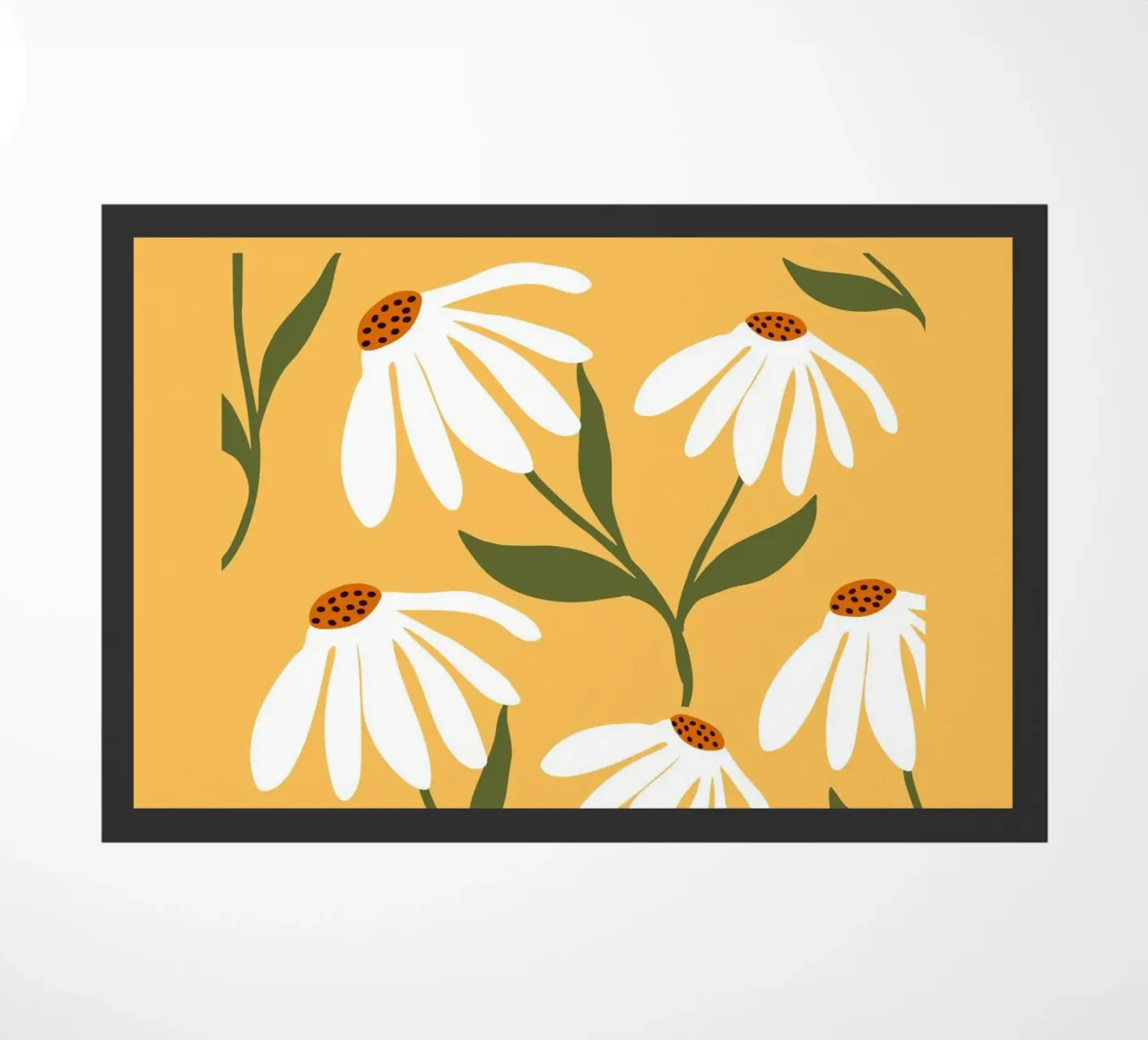 Gänseblümchen Kunst – Retro Botanisches Design Fußmatte von Whole©