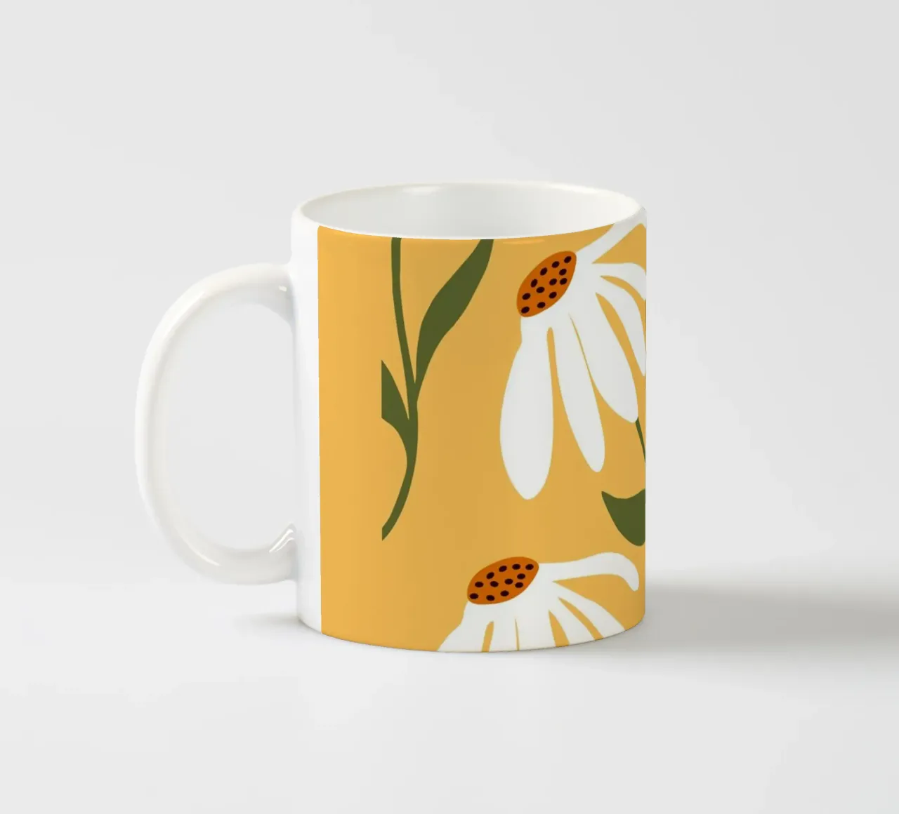 Daisy Art - Diseño botánico retro taza de cerámica de Whole©
