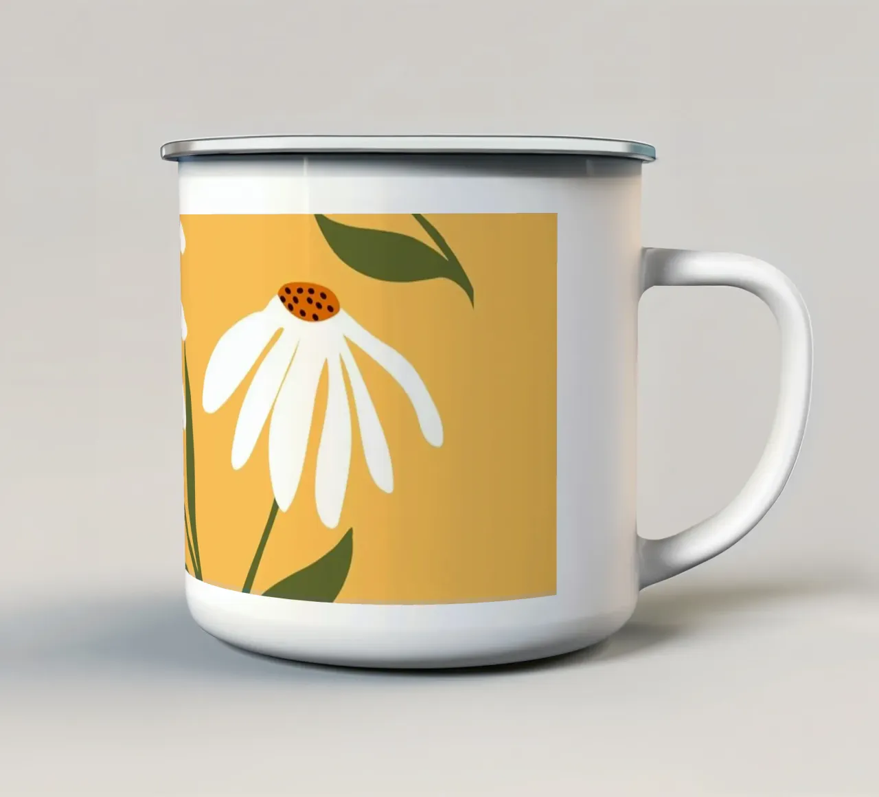 Daisy Art - Diseño botánico retro taza de esmalte de Whole©