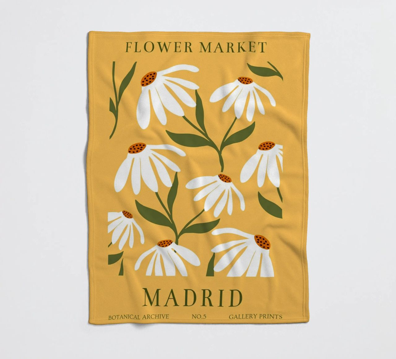 Daisy Art - Design botanico retrò coperta in pile da Whole©