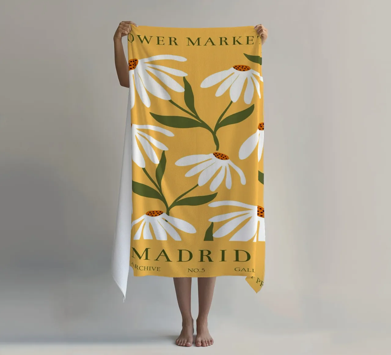 Daisy Art - Design botanico retrò telo mare da Whole©