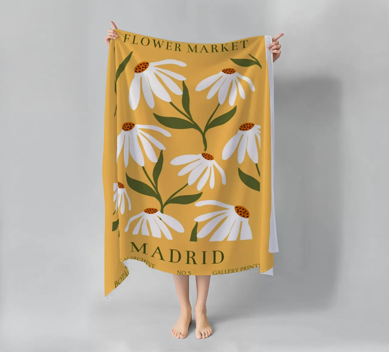 Daisy Art - Design botanico retrò telo mare da Whole©