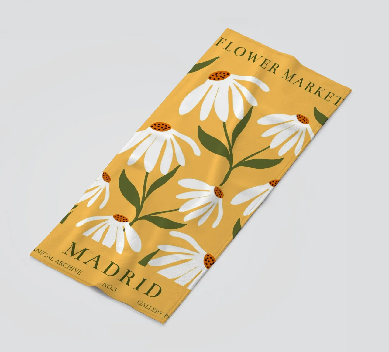 Daisy Art - Retro Botanical Design beach towel by Whole©