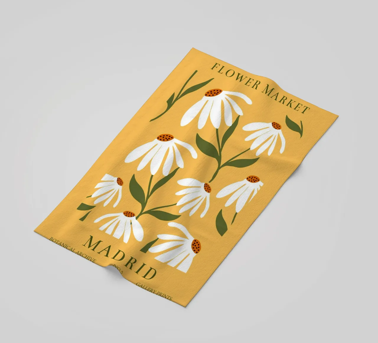 Daisy Art - Design botanico retrò telo mare da Whole©