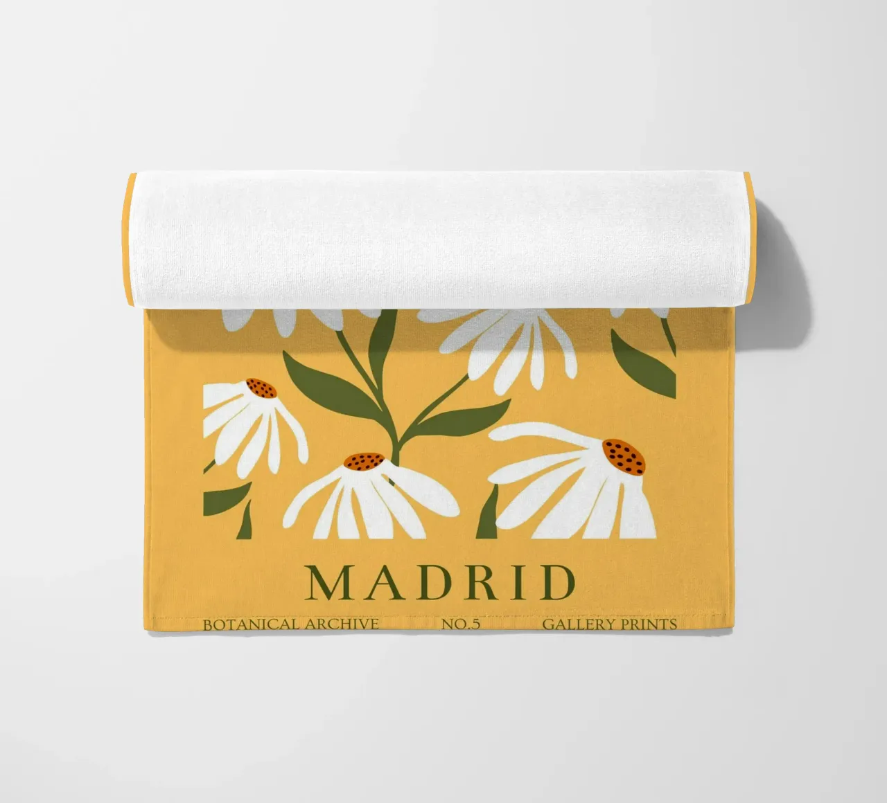 Daisy Art - Retro Botanical Design beach towel by Whole©