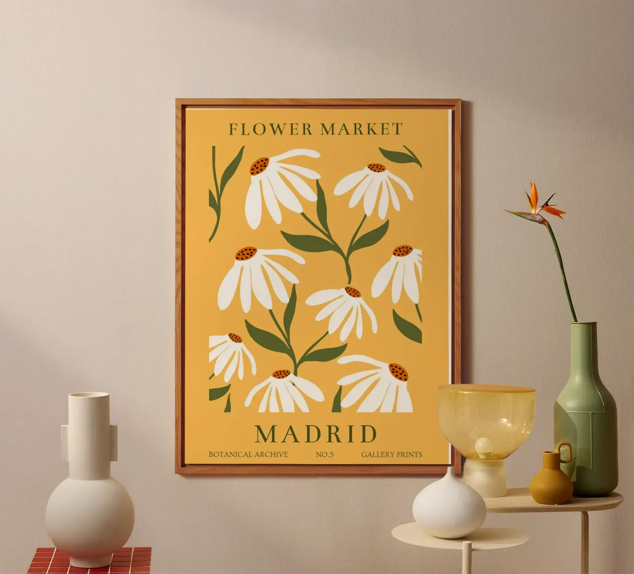 Daisy Art - Design botanico retrò pannello forex da Whole©