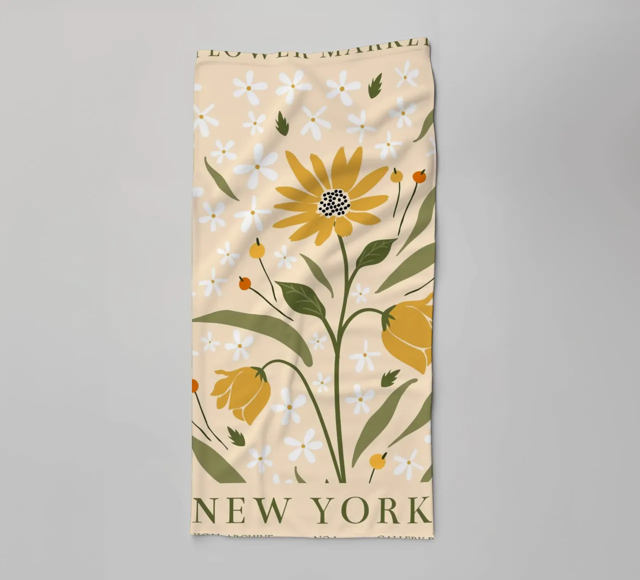 Botanical Sunflower - Vintage Flowers Poster towel by Whole©