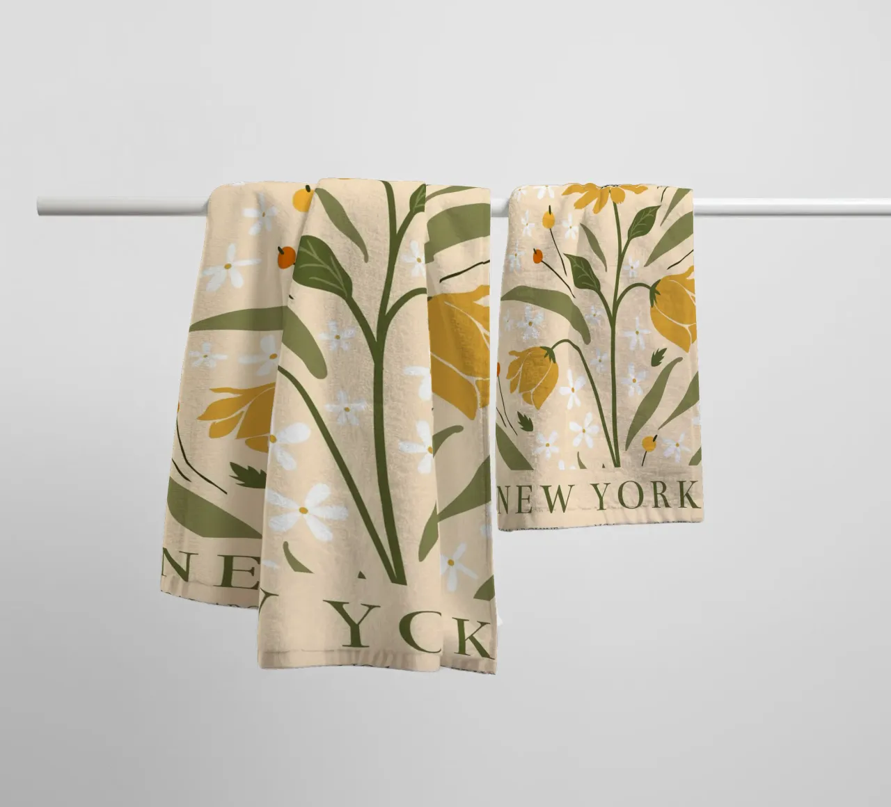 Botanical Sunflower - Vintage Flowers Poster towel by Whole©