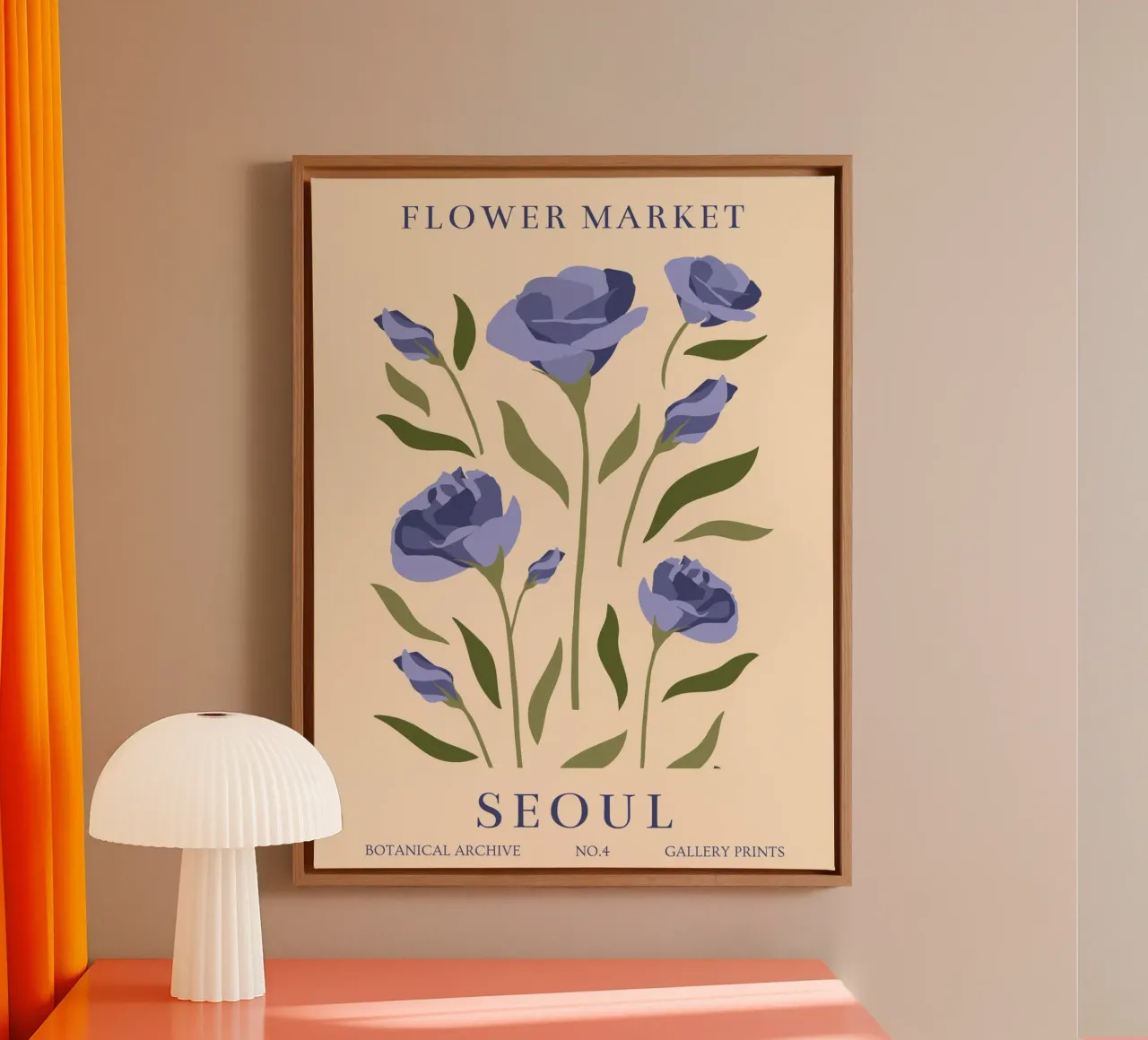 Blaue Rosen – Elegantes Botanisches Design Leinwand mit Schattenfugenrahmen von Whole©