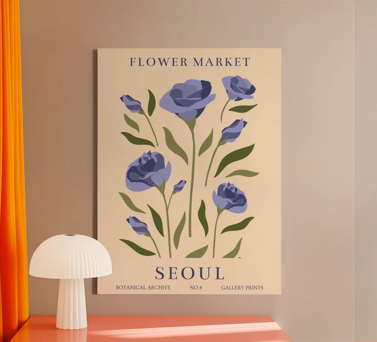 Blaue Rosen – Elegantes Botanisches Design Leinwand mit Schattenfugenrahmen von Whole©