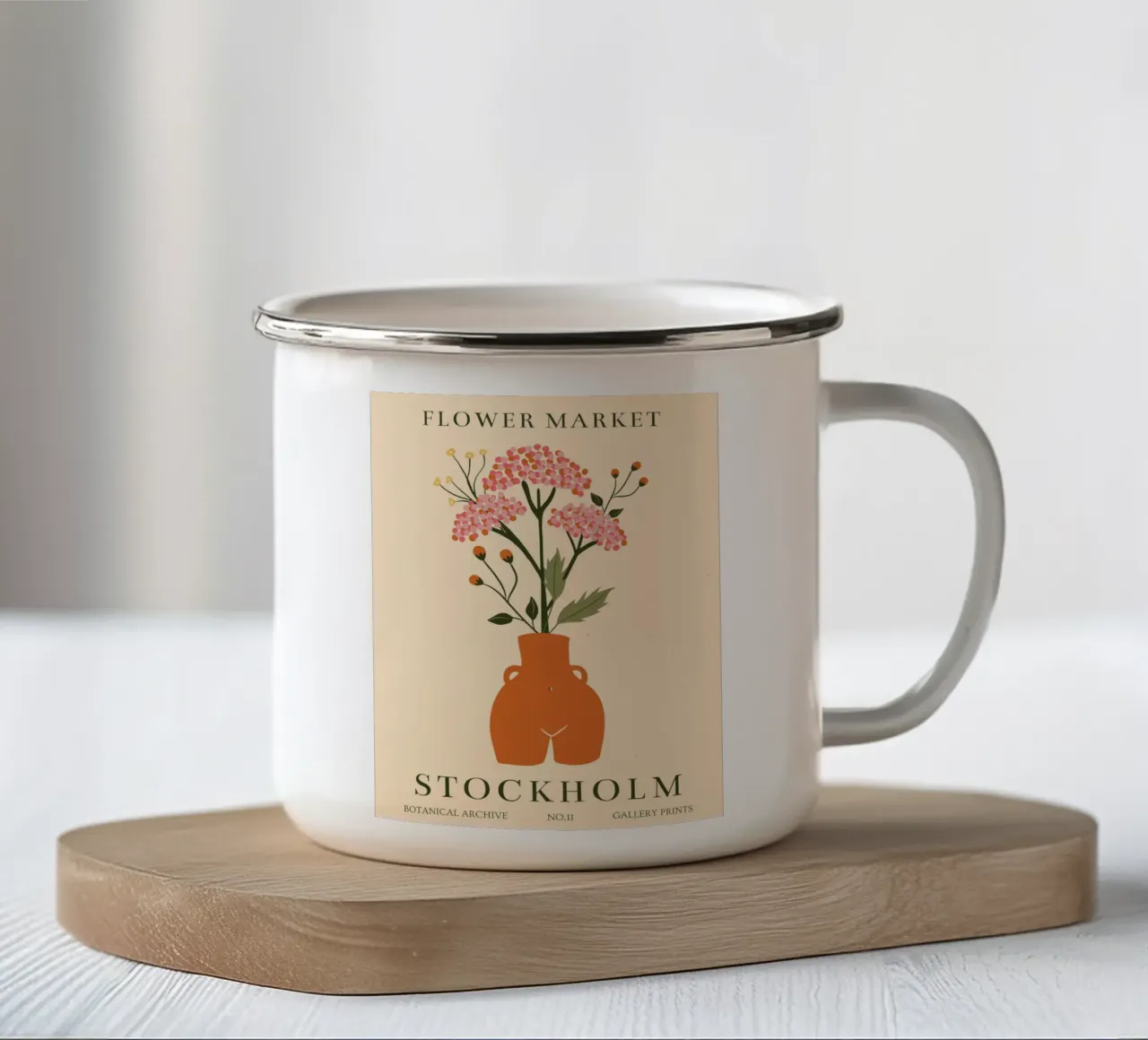 Vaso floreale - Design moderno scandi tazza in smalto da Whole©