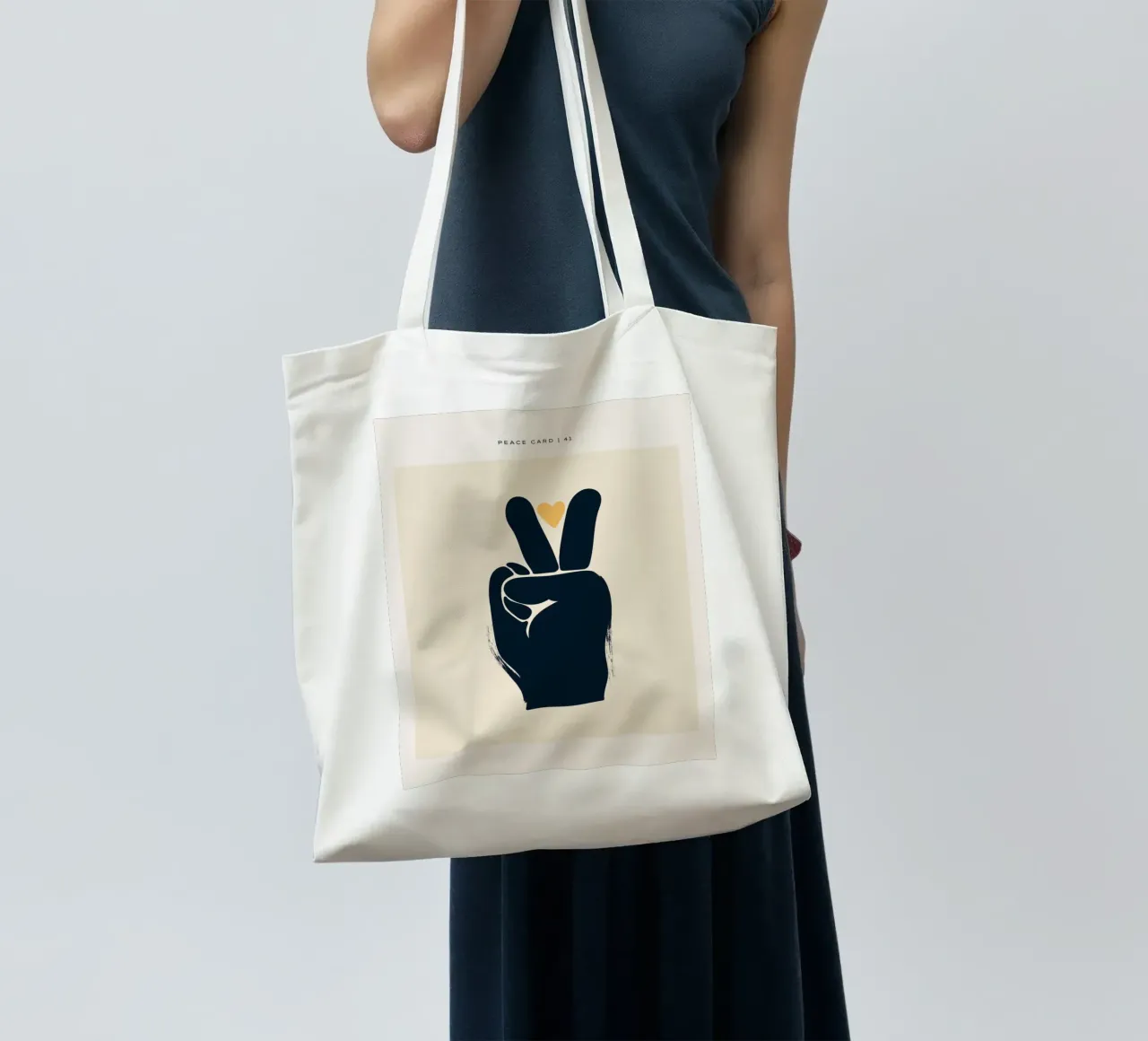 Design della mano della pace borsa in juta da Whole©