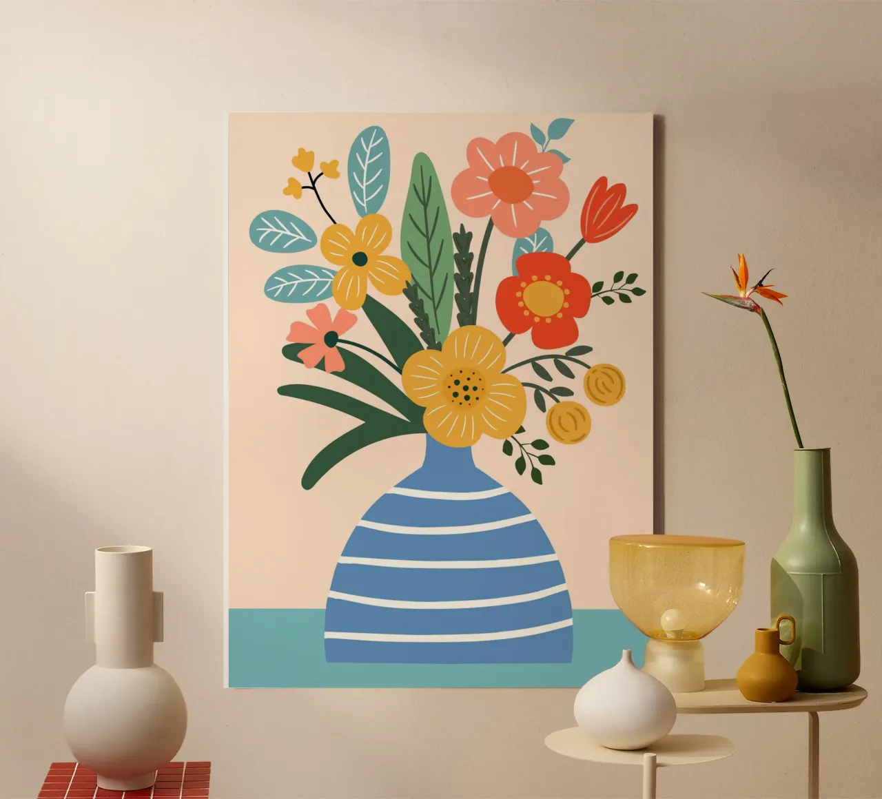 Illustrazione di un bouquet di fiori tela con Cornice a cassetta da Whole©