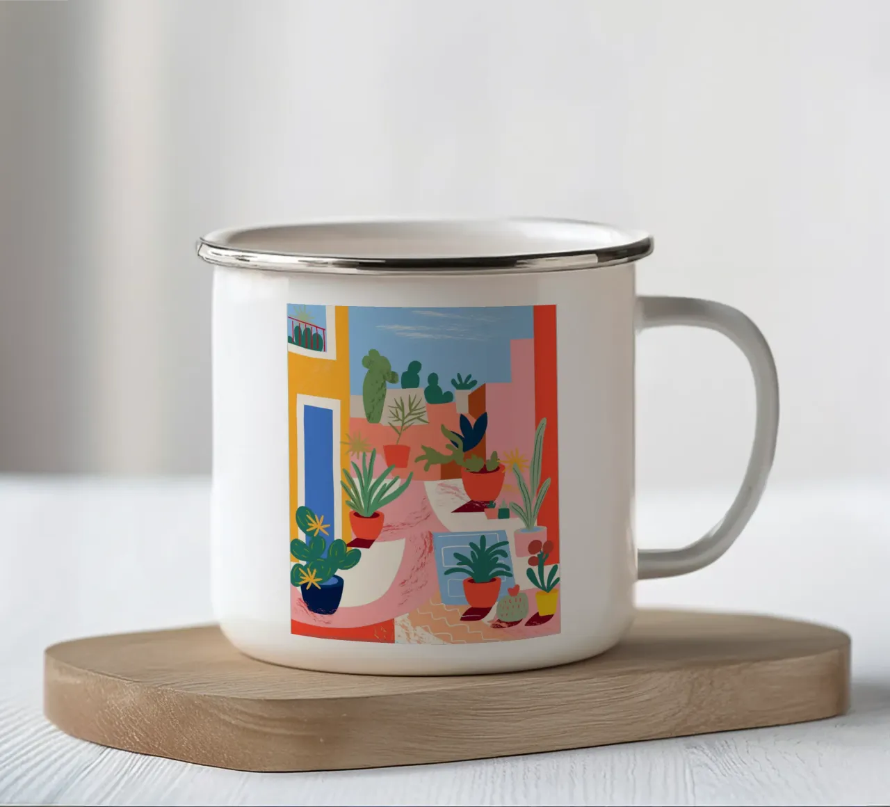 Colourful plant oasis enamel mug by Whole©