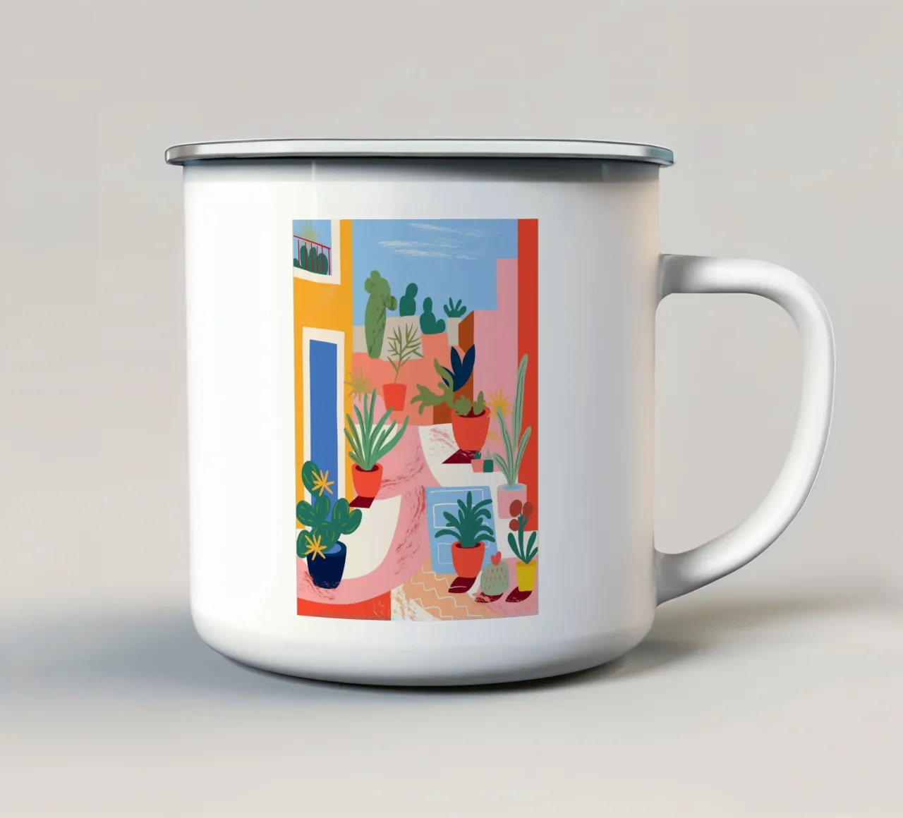 Colourful plant oasis enamel mug by Whole©