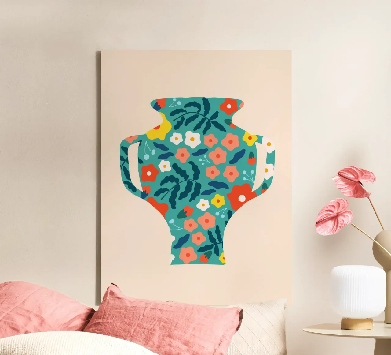 Bloemenvazen kunstdruk canvas met Baklijst van Whole©