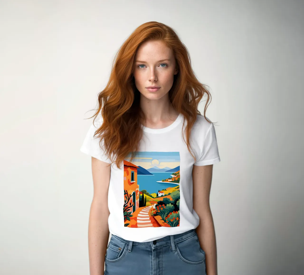 Mediterrane Landschaft Kunstprint Frauen T-Shirt von Whole©
