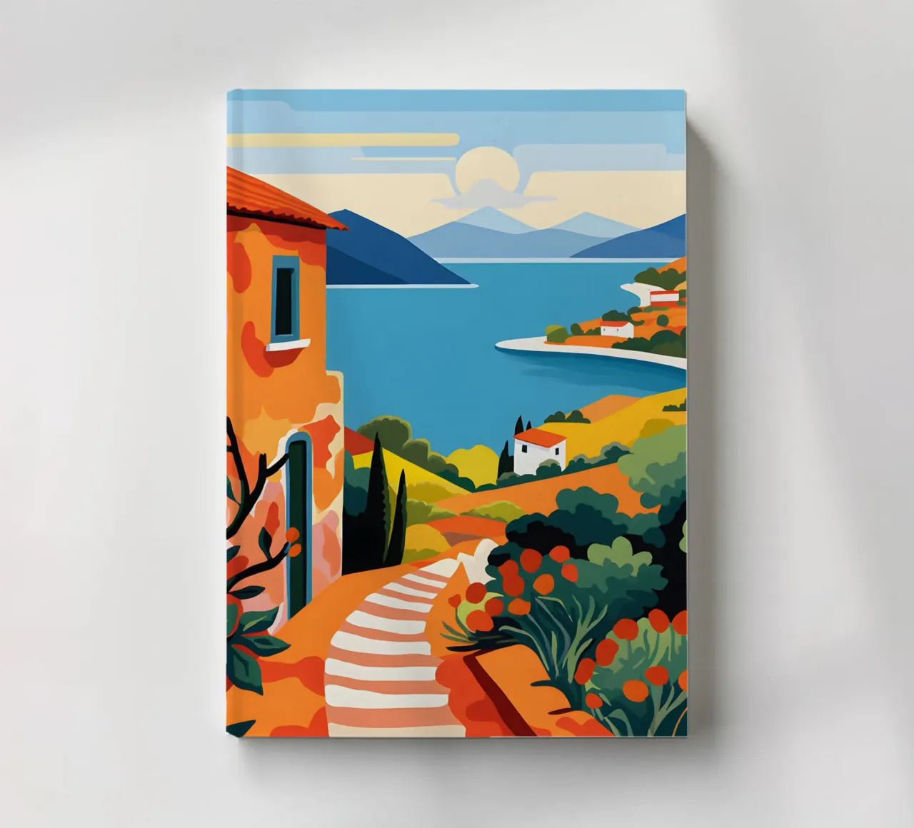 Mediterranean landscape art print notebook by Whole©
