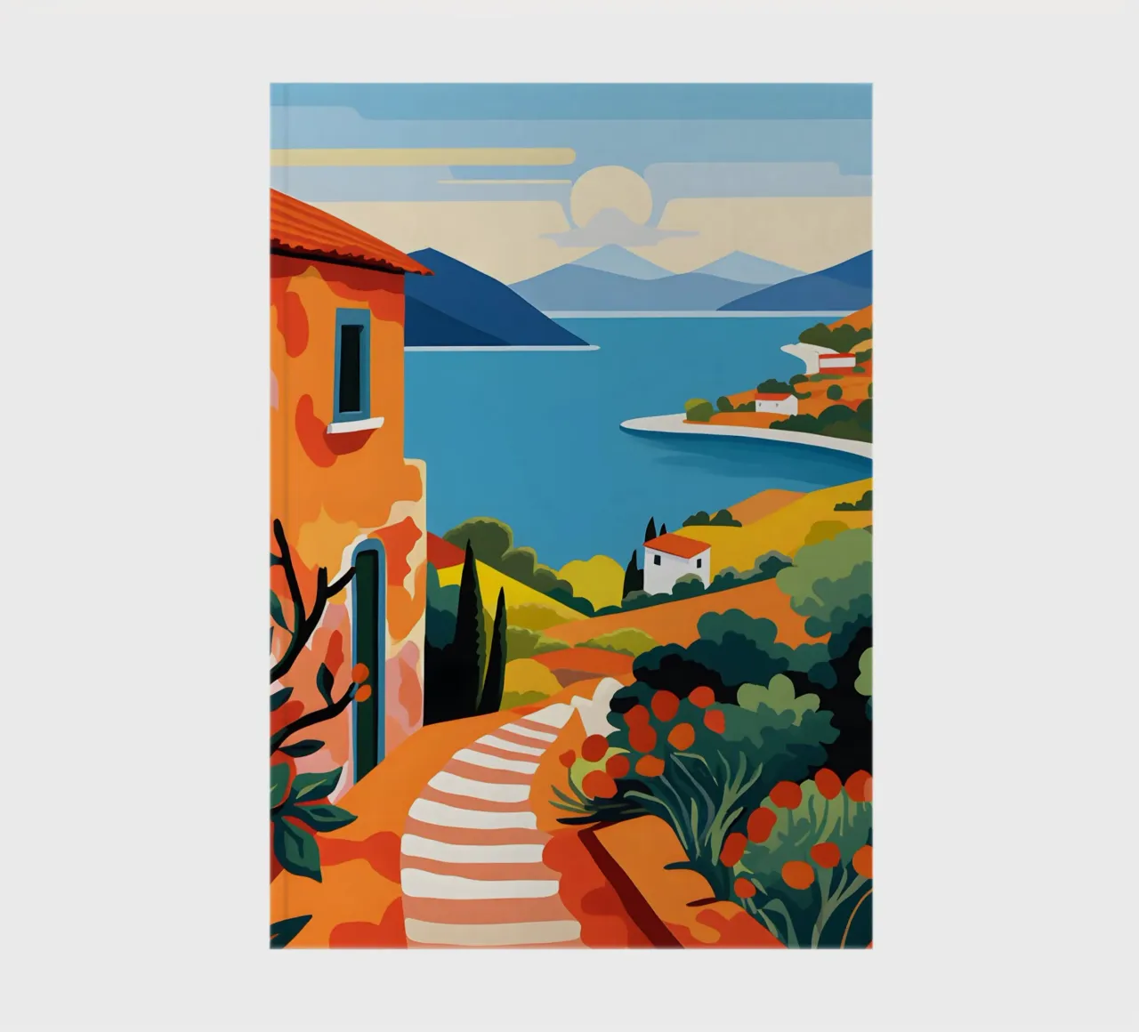 Mediterranean landscape art print notebook by Whole©