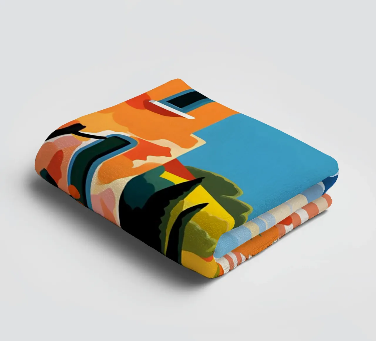 Mediterranean landscape art print towel by Whole©