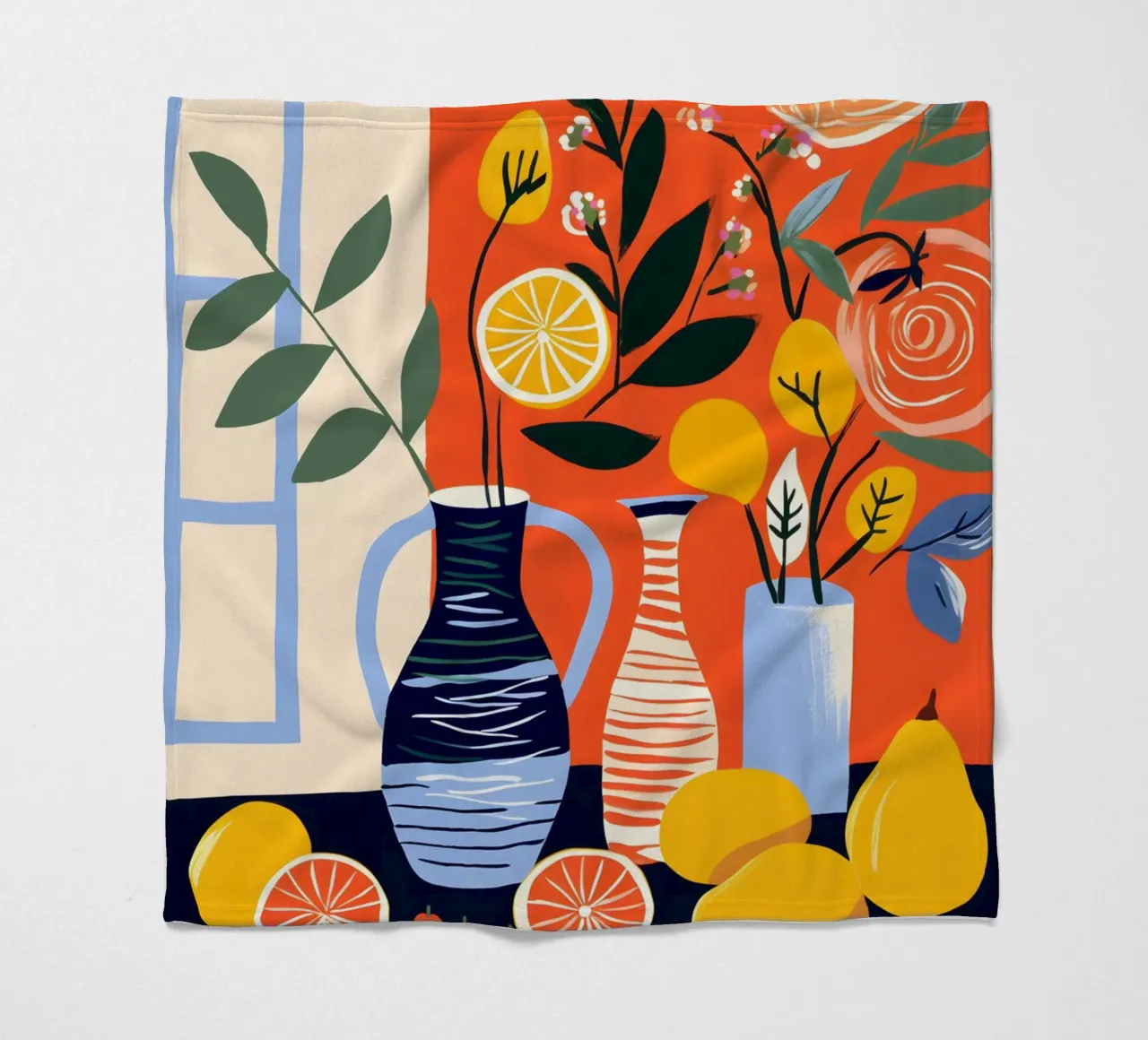 Frisches Zitronen Stillleben Kunstprint Fleecedecke von Whole©
