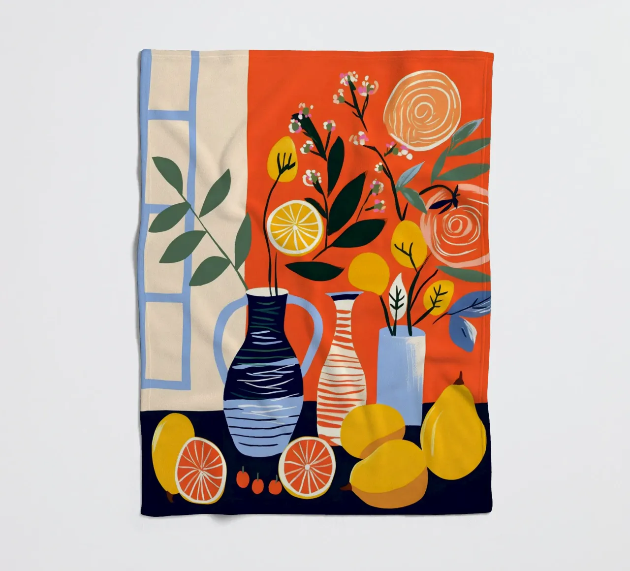 Frisches Zitronen Stillleben Kunstprint Fleecedecke von Whole©