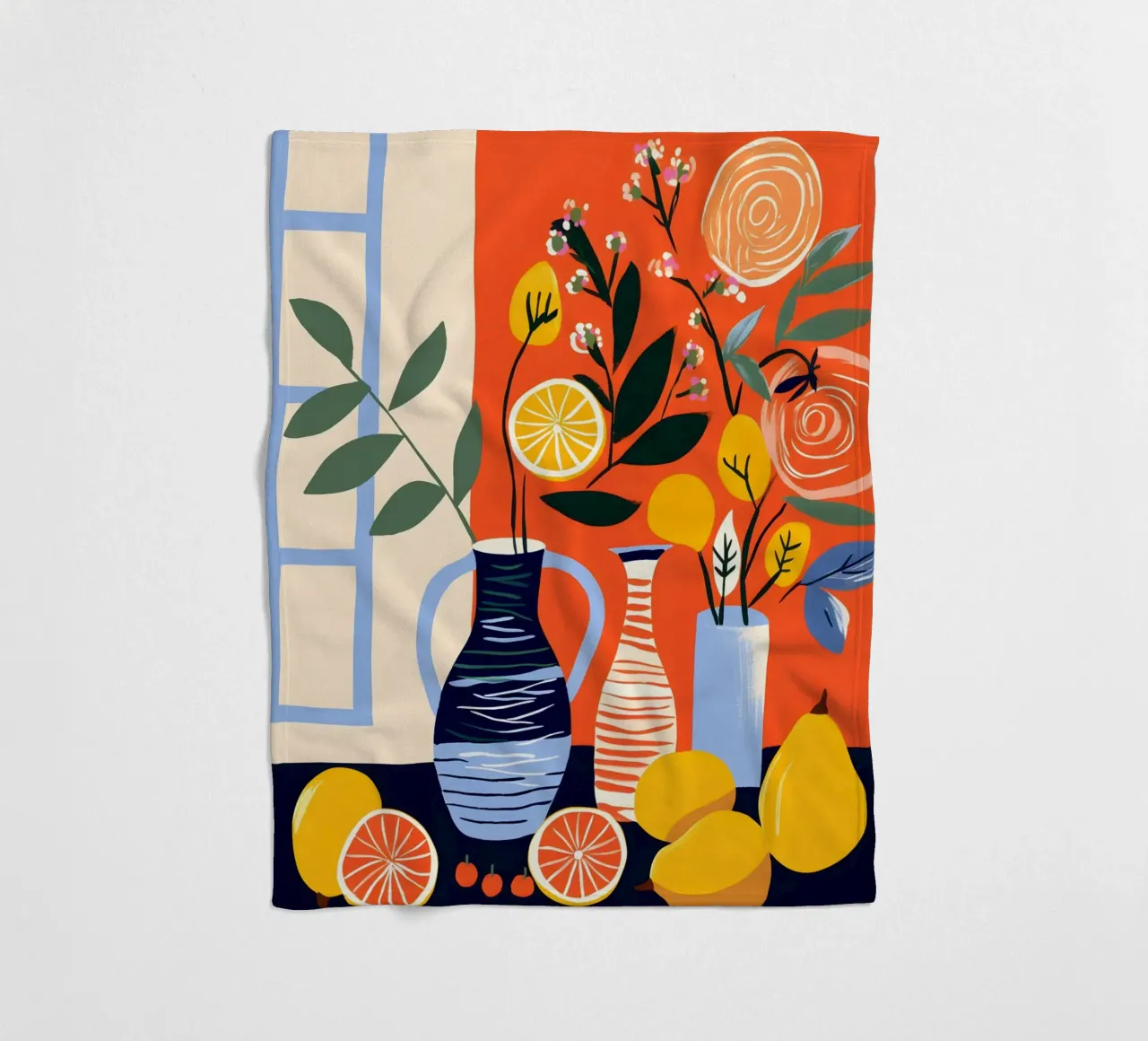 Frisches Zitronen Stillleben Kunstprint Fleecedecke von Whole©