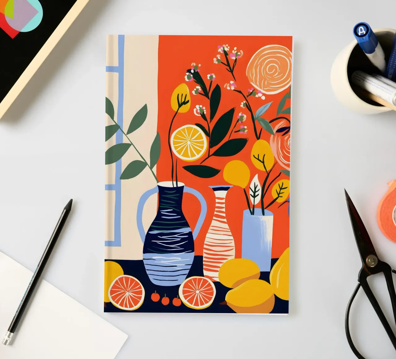 Fresh lemon still life art print notebook by Whole©