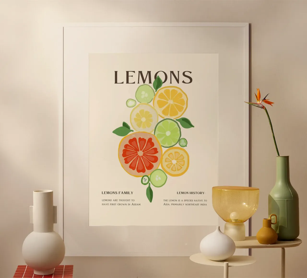 Arte della frutta vintage al limone poster da Whole©