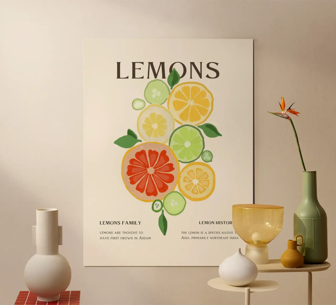 Arte della frutta vintage al limone poster da Whole©