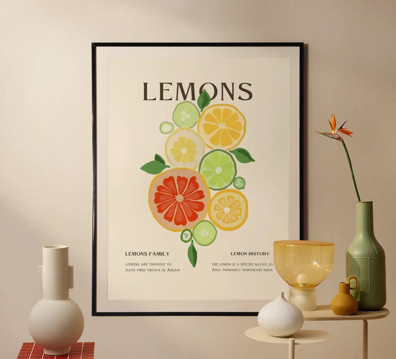 Arte della frutta vintage al limone poster da Whole©