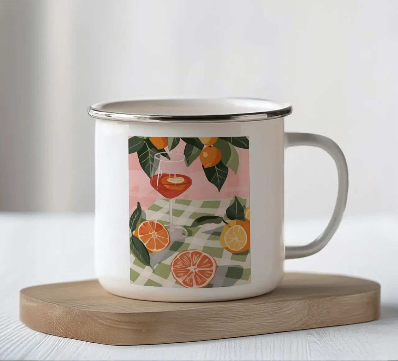 Citrus tuin zomerkunst emaille mok van Whole©