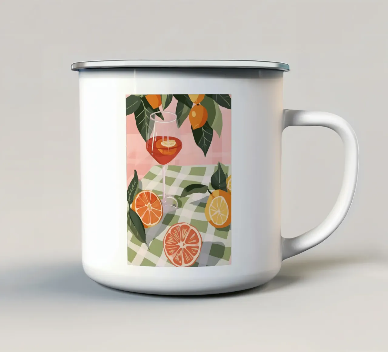 Citrus tuin zomerkunst emaille mok van Whole©