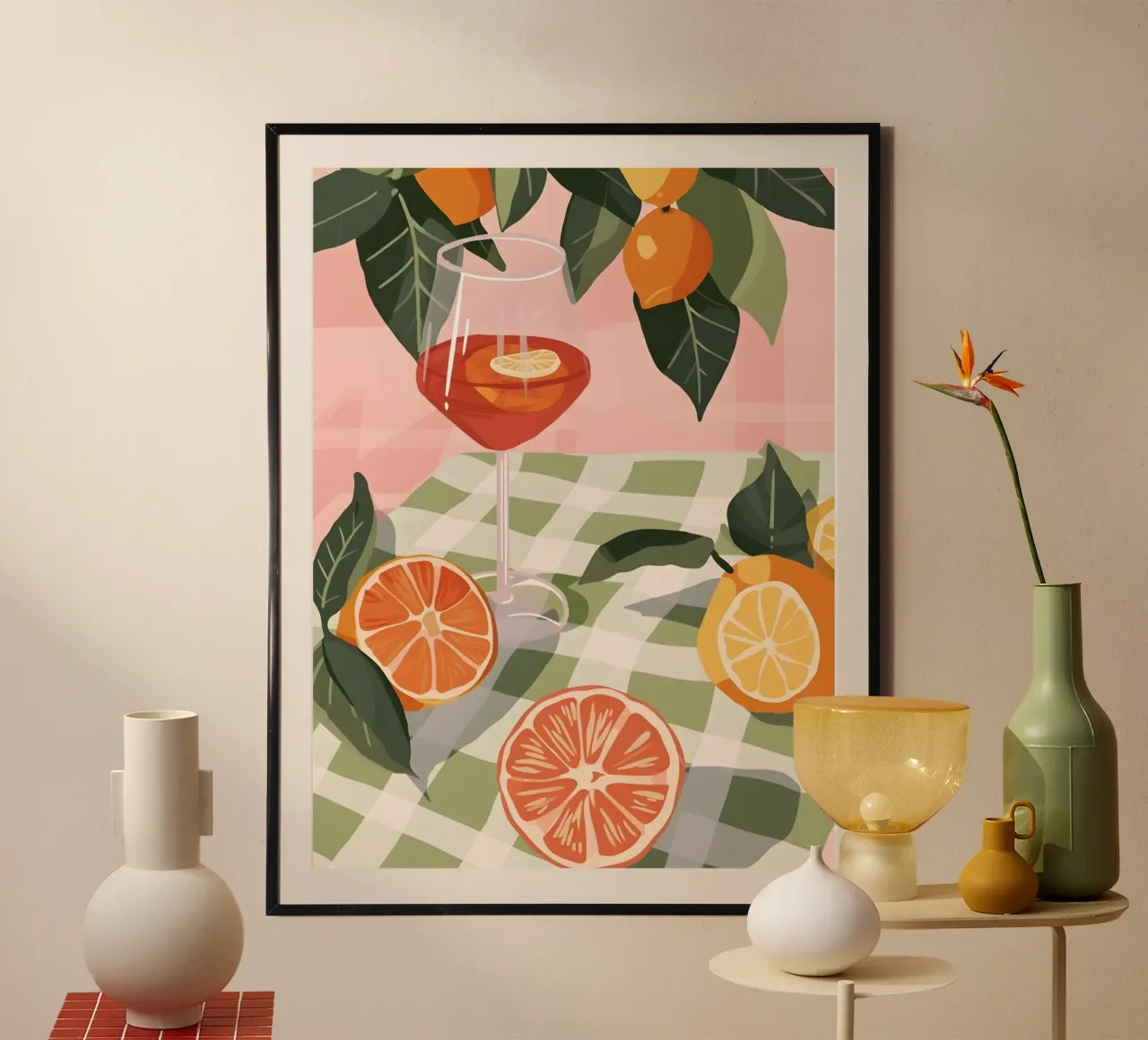Citrus tuin zomerkunst poster met kunststof frame van Whole©