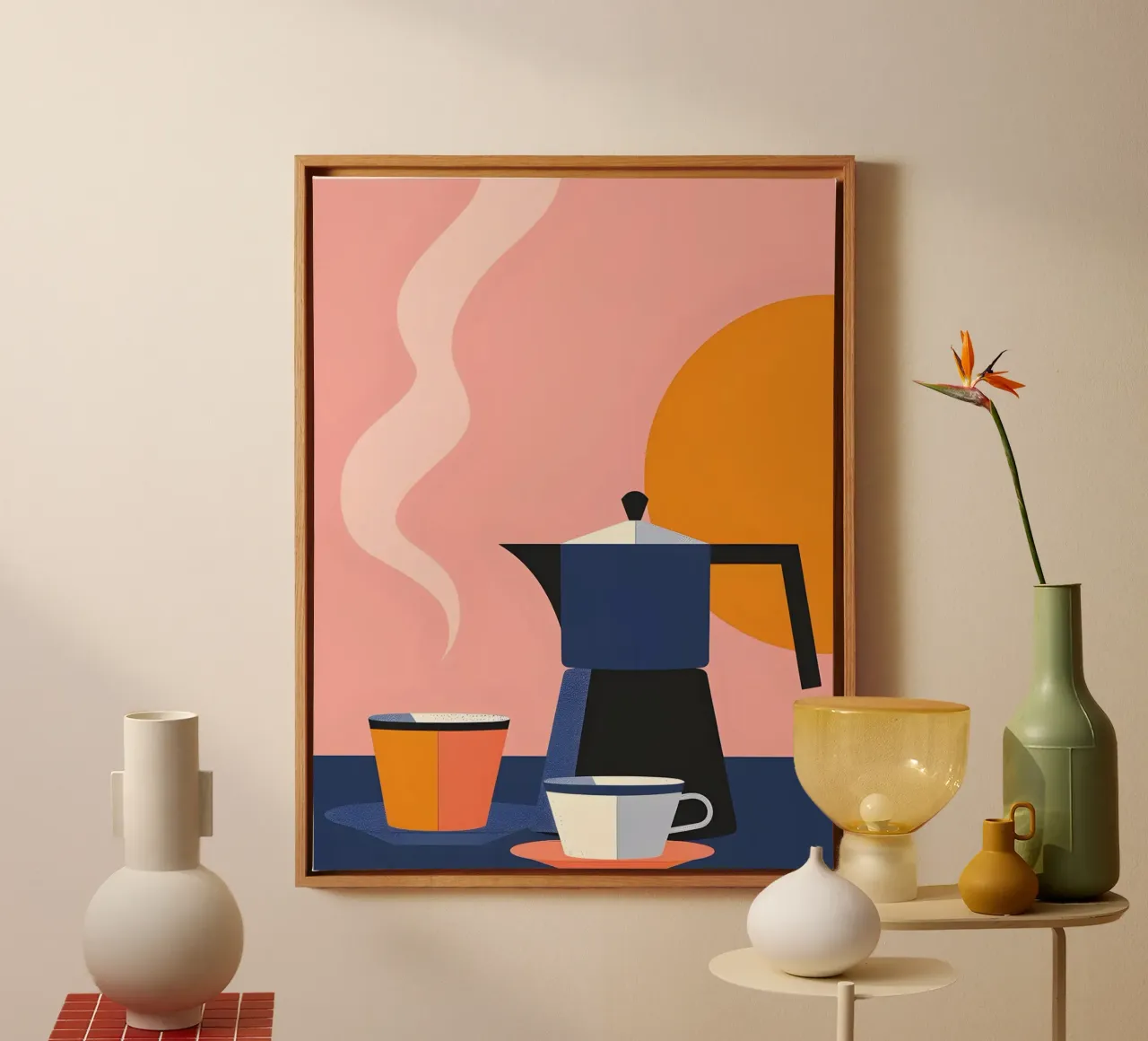 Espresso mattutino d'arte tela con Cornice a cassetta da Whole©