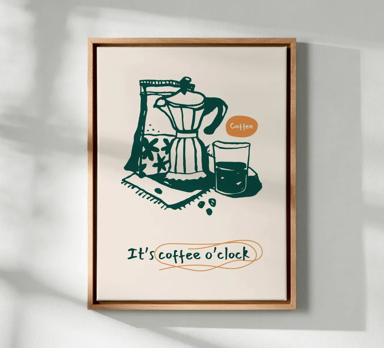 Caffè a ore Illustrazione tela con Cornice a cassetta da Whole©