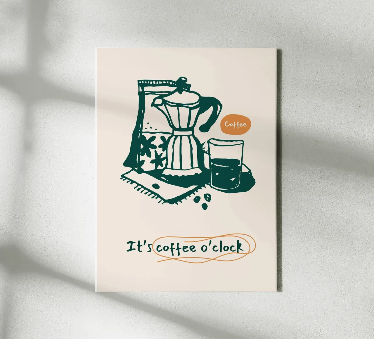 Caffè a ore Illustrazione tela con Cornice a cassetta da Whole©