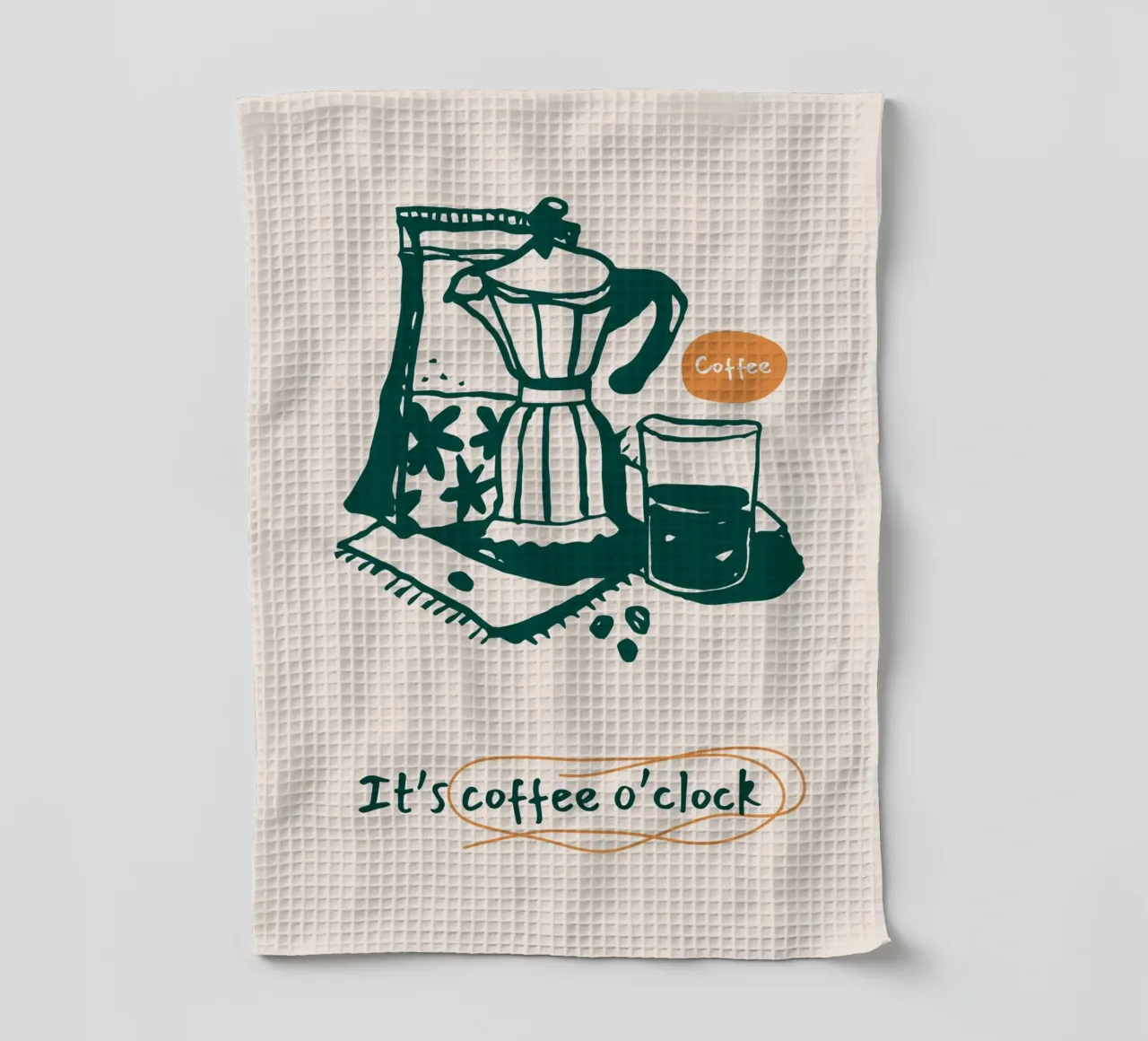 Caffè a ore Illustrazione canovaccio da cucina da Whole©