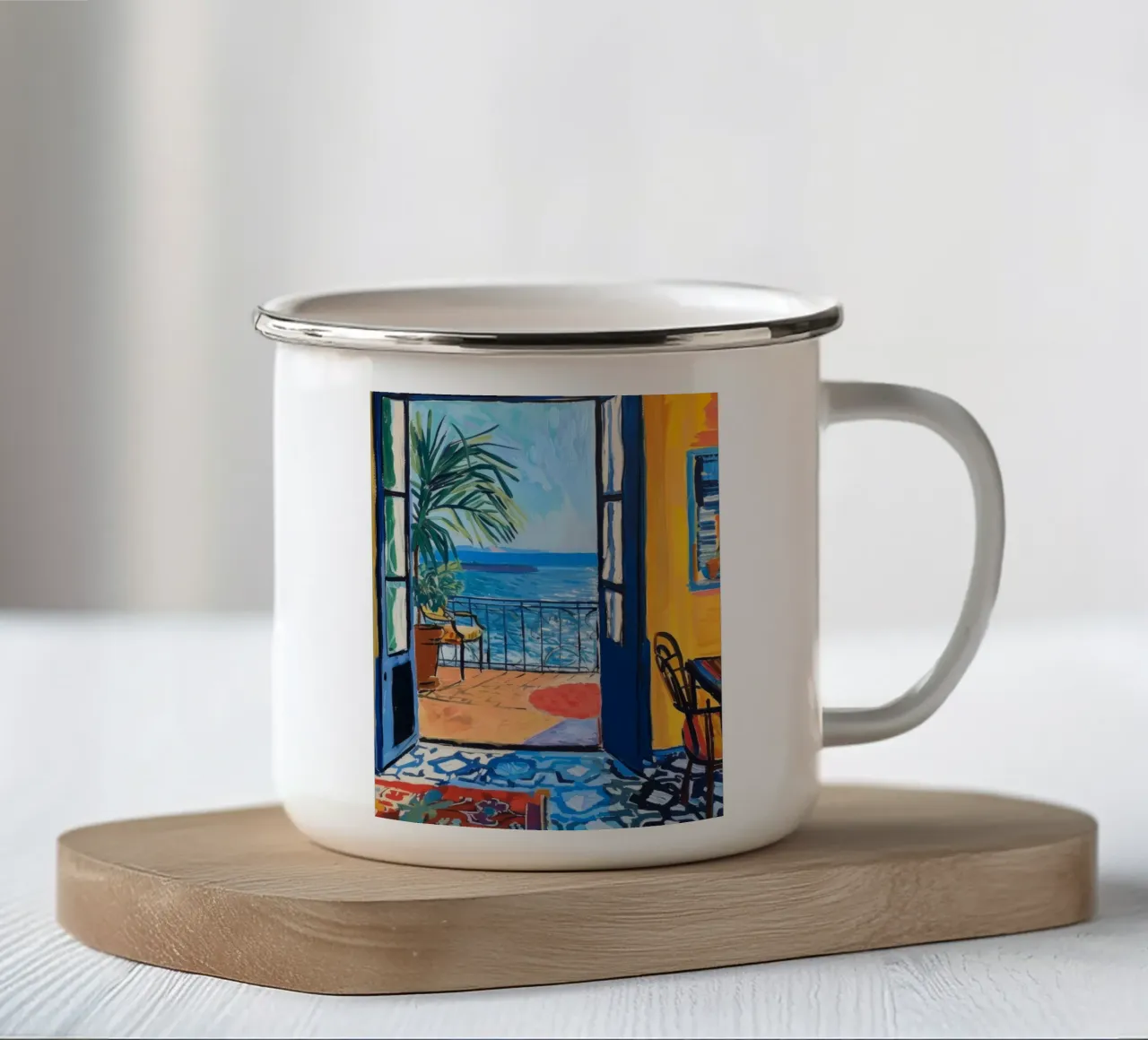 Terrazza vista mare arte tazza in smalto da Whole©