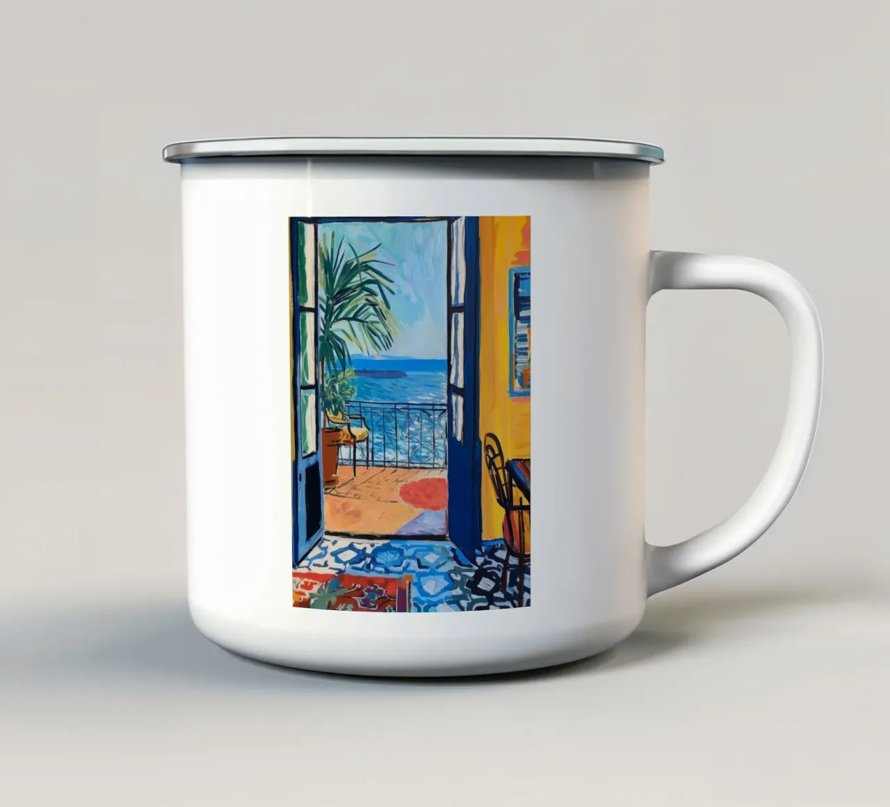 Terrazza vista mare arte tazza in smalto da Whole©
