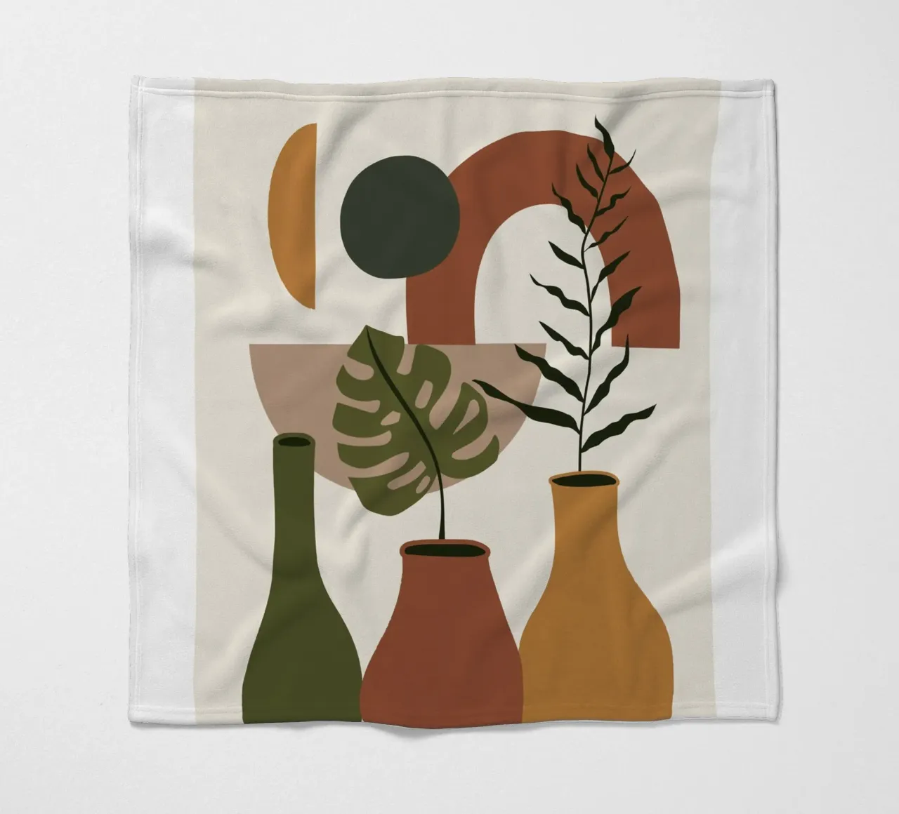 Boho vases illustration fleece blanket by Whole©