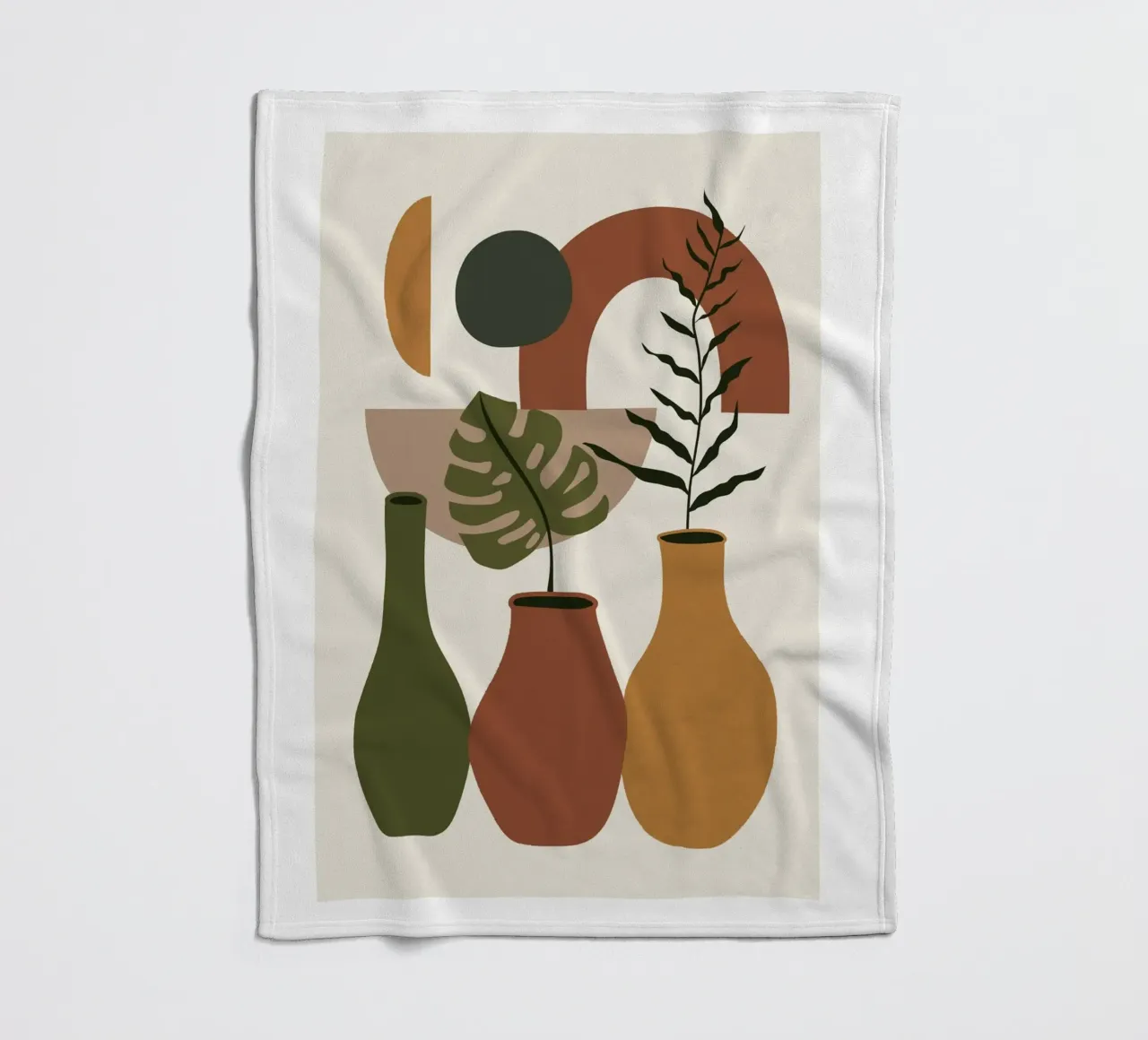 Boho vases illustration fleece blanket by Whole©