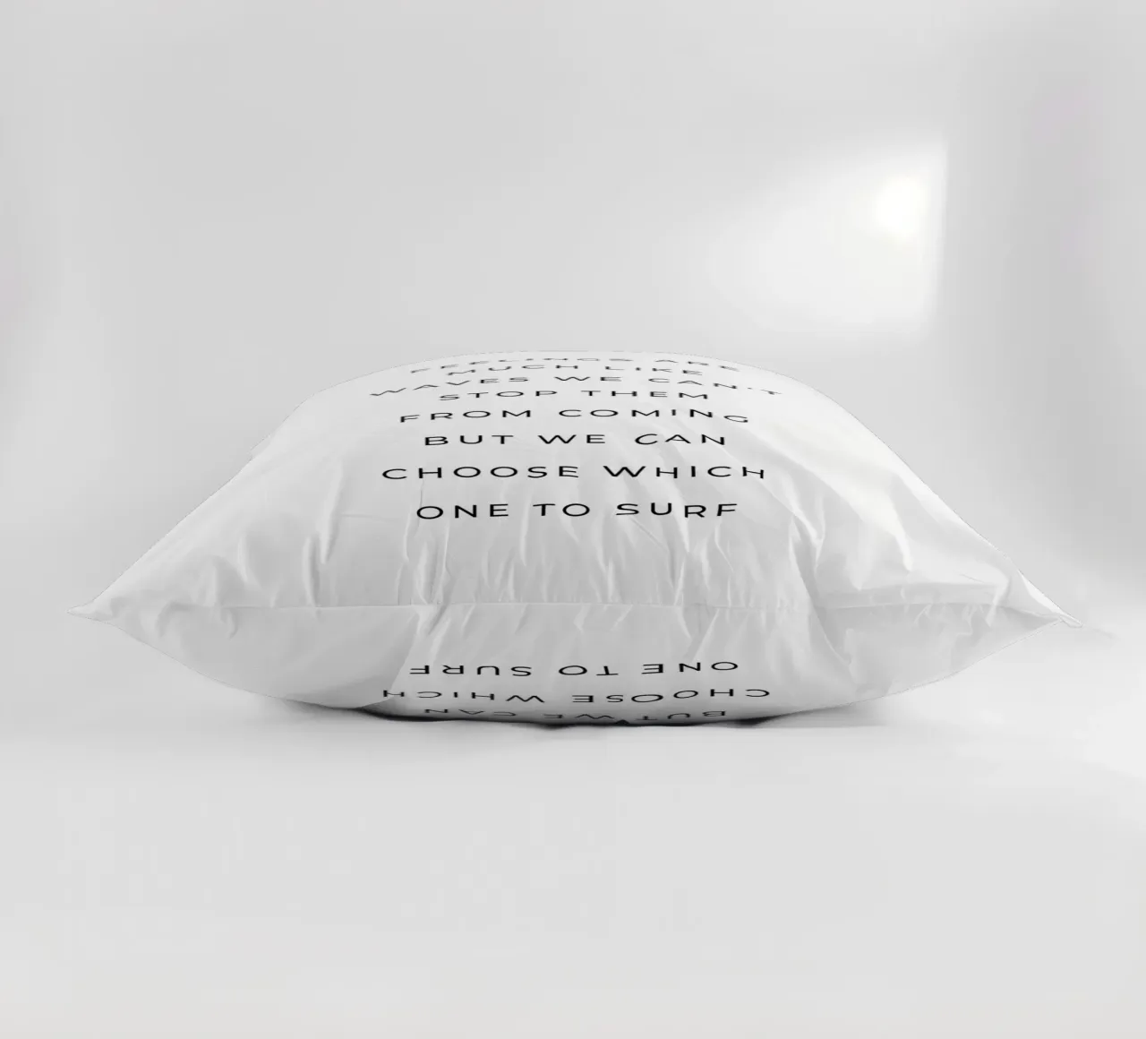 Feelings are much like waves quote decorative cushion by Paigaam Studio