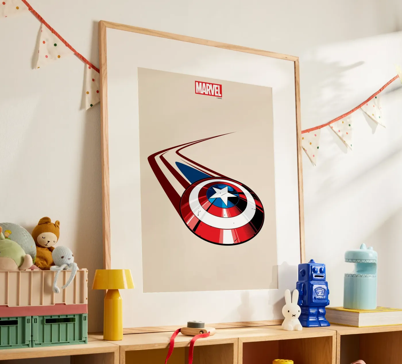 Captain Americas Schild poster van MARVEL Designs by JUNIQE