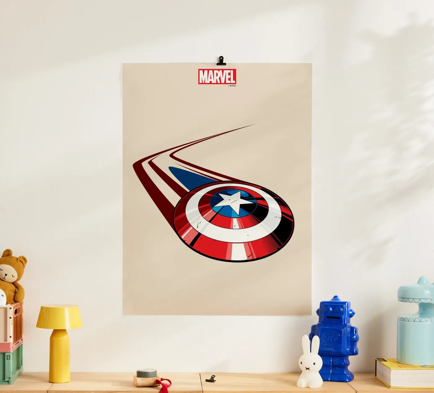 Captain Americas Schild poster van MARVEL Designs by JUNIQE