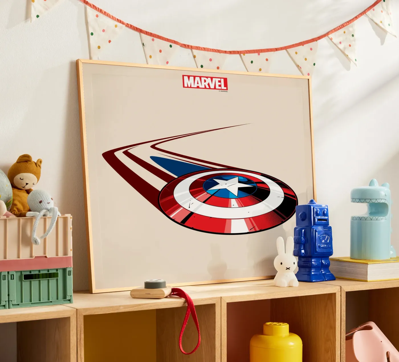 Captain Americas Schild poster van MARVEL Designs by JUNIQE