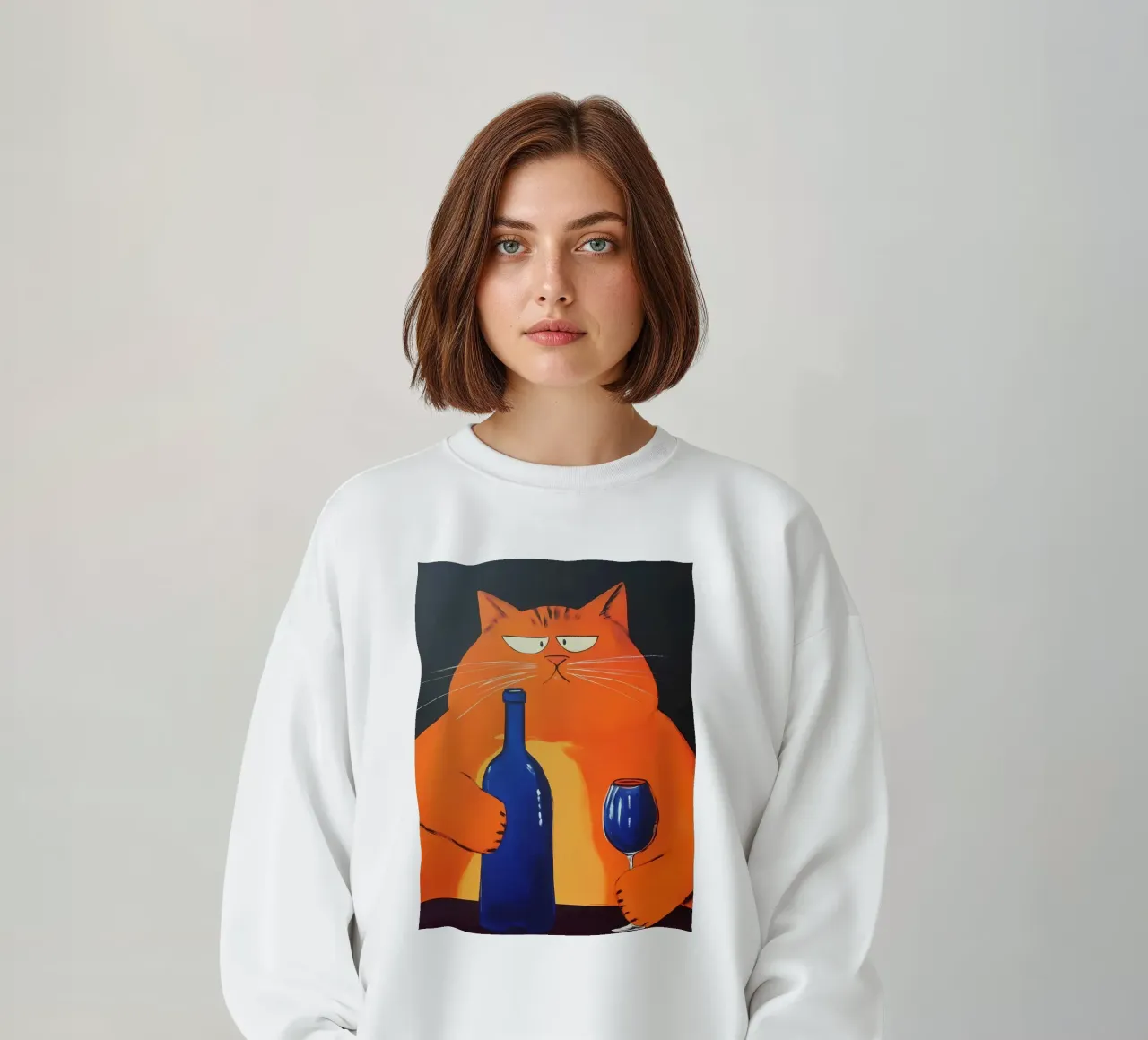 Gatto rosso con vino felpa da IamHomeStudio