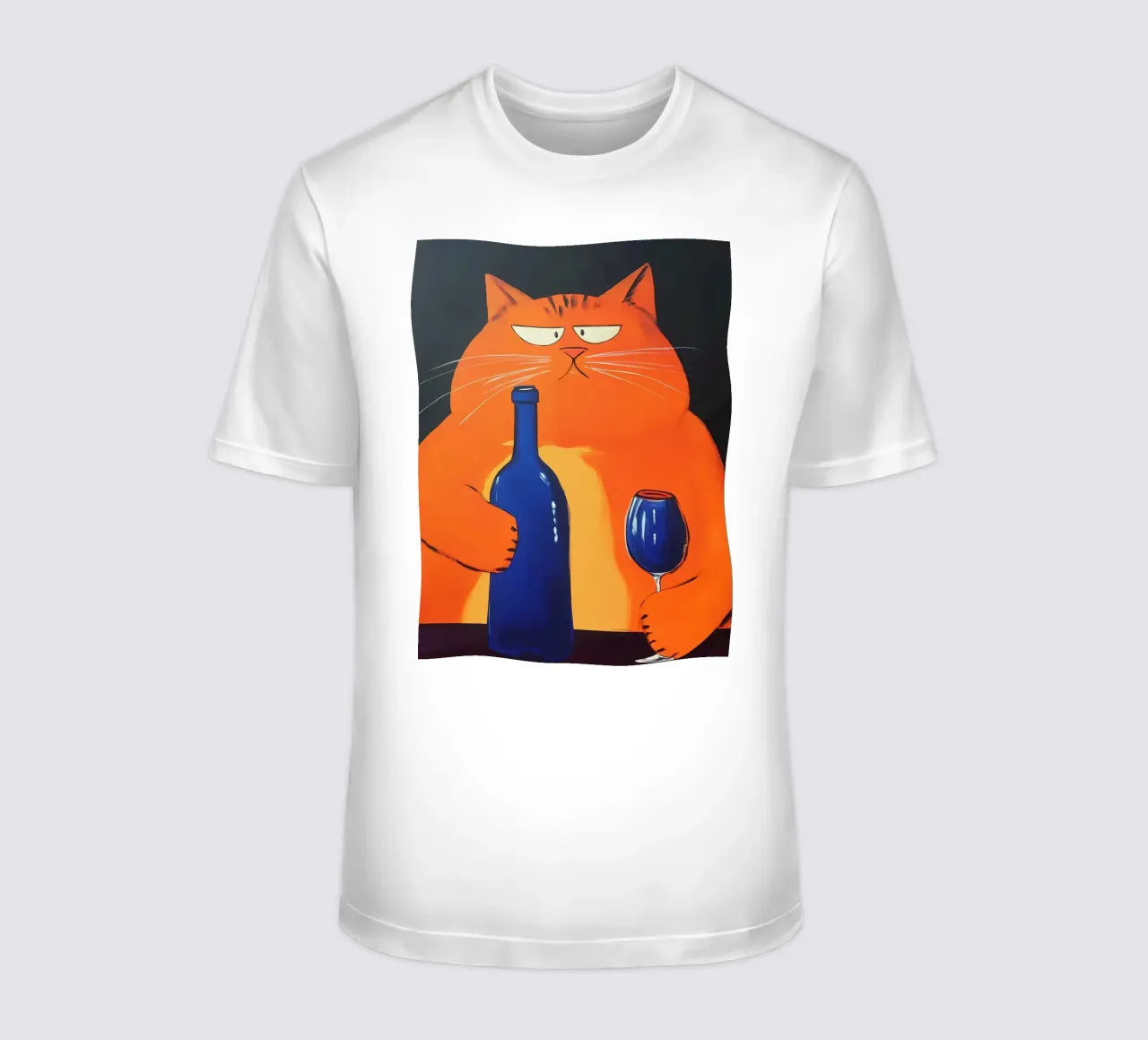 Red Cat with Wine t-shirt by IamHomeStudio