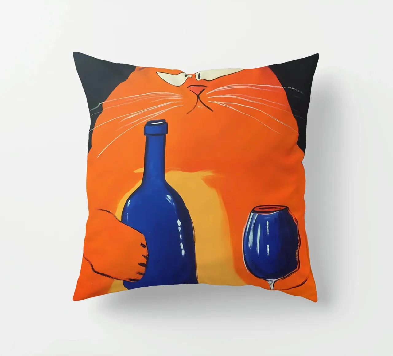 Gatto rosso con vino cuscino da IamHomeStudio