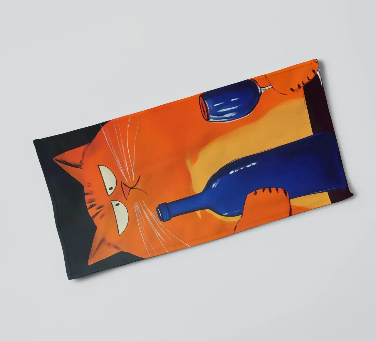 Red Cat with Wine towel by IamHomeStudio
